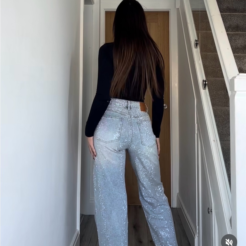 Rhinestone Denim Jeans - Picture 3 of 5